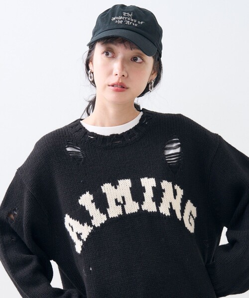 FREAK'S STORE(フリークスストア)の「ダメージ ロゴニット/プルオーバーニット(ニット/セーター・レディース・ブラック/オフホワイト/ベージュ・フリ-)」の3枚目の写真