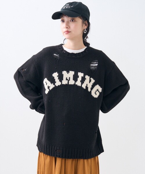 FREAK'S STORE(フリークスストア)の「ダメージ ロゴニット/プルオーバーニット(ニット/セーター・レディース・ブラック/オフホワイト/ベージュ・フリ-)」の17枚目の写真