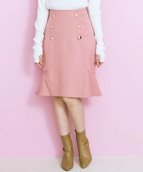 marun（マルン）の「＜大きいサイズ＞ フロントボタンスカート marun（スカート・レディース・ピンク/ブラック・L/LL/3L/4L/5L）」の19枚目の写真