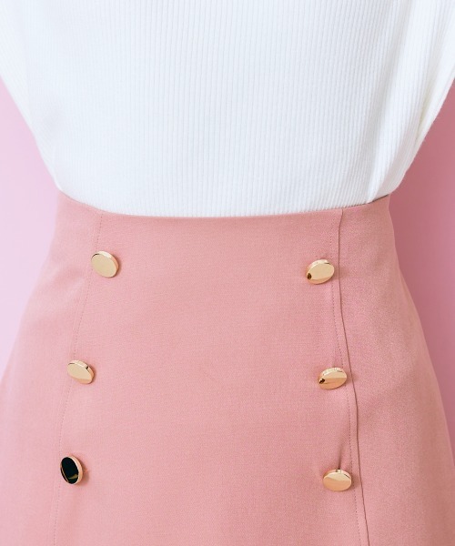 marun（マルン）の「＜大きいサイズ＞ フロントボタンスカート marun（スカート・レディース・ピンク/ブラック・L/LL/3L/4L/5L）」の13枚目の写真