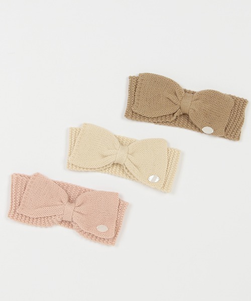 petit main(プティマイン)の「ニットヘアバンド(ヘアバンド・キッズ・ライトピンク/キャメル/アイボリー・FREE)」の4枚目の写真