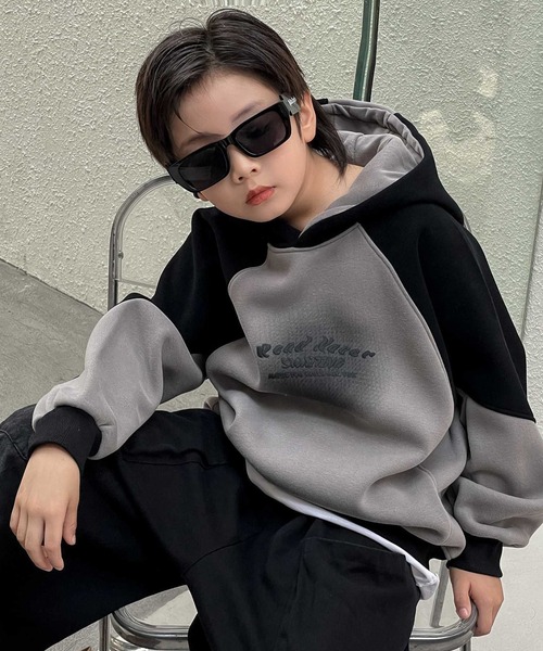 aimoha（アイモハ）の「【aimoha-KIDS-】子供服ユニセックスフード付き裏起毛パーカー (AW)（パーカー・キッズ・グレー/オフホワイト/グリーン・120/130/110/140/150）」の3枚目の写真