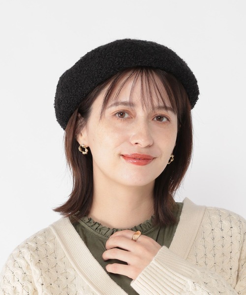 studio CLIP(スタディオクリップ)の「【抗菌防臭】くるくるふんわりベレー帽(ハンチング/ベレー帽・レディース・ブラック/グレー/ベージュ・FREE)」の6枚目の写真