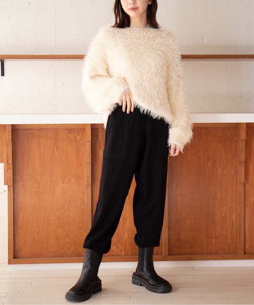 MAISON BREEZE(メゾンブリーズ)の「【MAISON BREEZE】センターラインニットスウェットパンツ KNF049(スウェットパンツ・レディース・グレー/ブラック/ベージュ・FREE)」の6枚目の写真