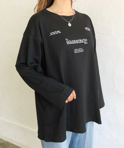 SHEENA(シーナ)の「バックプリントルーズロンT(Tシャツ/カットソー・レディース・ホワイト/グレイッシュベージュ/チャコールグレー/ブラック・M)」の7枚目の写真