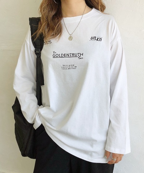 SHEENA(シーナ)の「バックプリントルーズロンT(Tシャツ/カットソー・レディース・ホワイト/グレイッシュベージュ/チャコールグレー/ブラック・M)」の5枚目の写真
