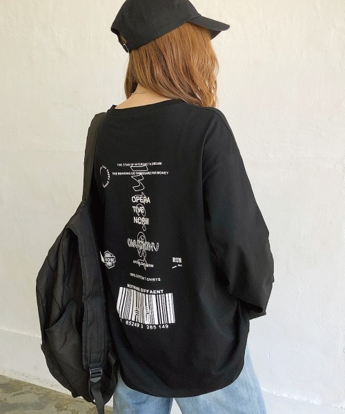 SHEENA(シーナ)の「バックプリントルーズロンT(Tシャツ/カットソー・レディース・ホワイト/グレイッシュベージュ/チャコールグレー/ブラック・M)」の6枚目の写真