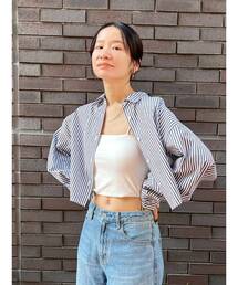 Ungrid | 【WEB限定】スリーブボリュームショートストライプシャツ(シャツ/ブラウス)