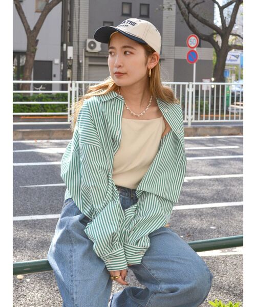 Ungrid(アングリッド)の「【WEB限定】スリーブボリュームショートストライプシャツ(シャツ/ブラウス・レディース・ピンク/ブラック/ブルー/グリーン・FREE)」の22枚目の写真