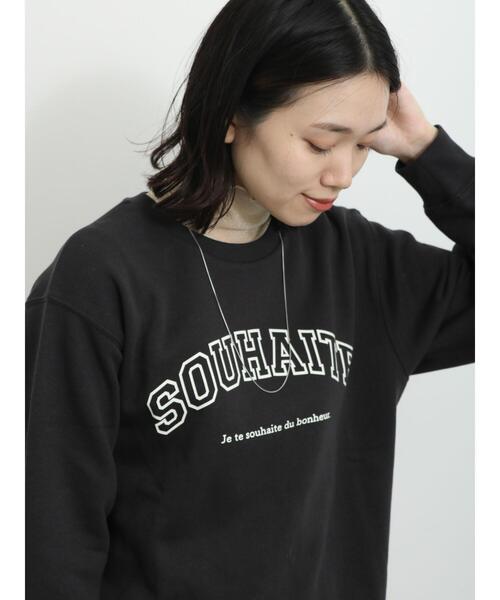 Samansa Mos2 blue（サマンサモスモスブルー）の「裏起毛ロゴスウェット（Tシャツ/カットソー・レディース・オフホワイト/ベージュ/チャコールグレー・F）」の3枚目の写真