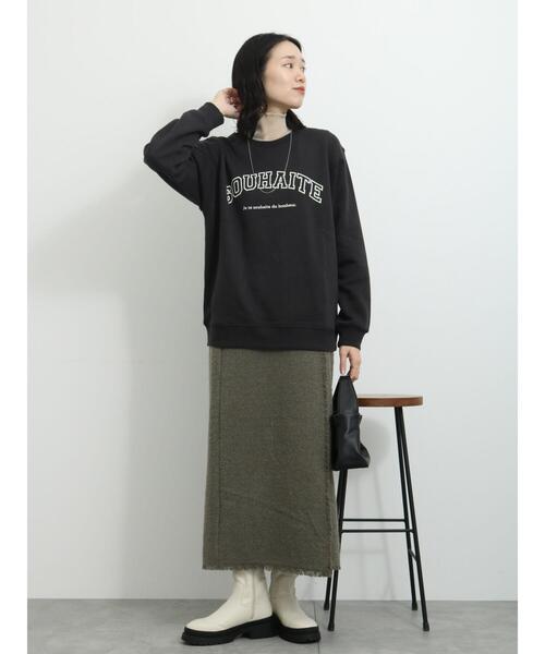 Samansa Mos2 blue（サマンサモスモスブルー）の「裏起毛ロゴスウェット（Tシャツ/カットソー・レディース・オフホワイト/ベージュ/チャコールグレー・F）」の16枚目の写真