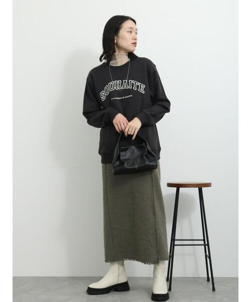 Samansa Mos2 blue（サマンサモスモスブルー）の「裏起毛ロゴスウェット（Tシャツ/カットソー・レディース・オフホワイト/ベージュ/チャコールグレー・F）」の17枚目の写真