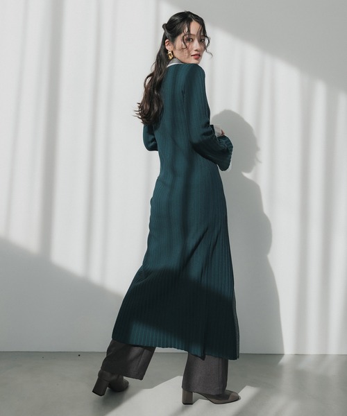 美品　人気完売　ユナイテッドトウキョウ　ブロッキング　ジップ　ロングワンピース ブロッキンクジップニットワンピース（ワンピース）｜UNITED