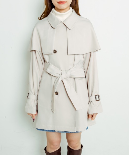 OLIVE des OLIVE（オリーブデオリーブ）の「ケープ付きミドル丈トレンチコート　1041080020（トレンチコート・レディース・ライトベージュ/ベージュ・FREE）」の20枚目の写真