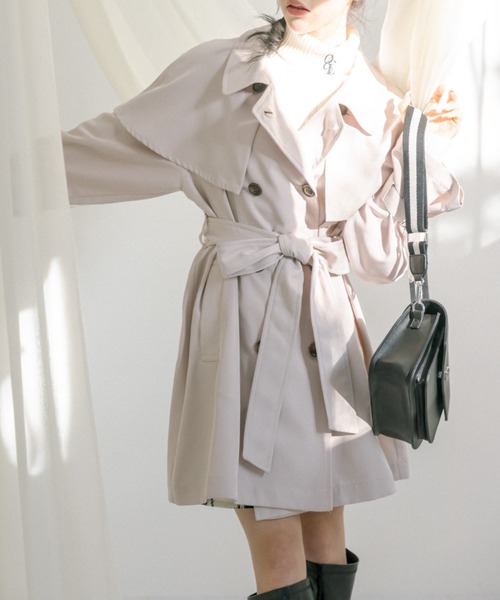 OLIVE des OLIVE（オリーブデオリーブ）の「ケープ付きミドル丈トレンチコート　1041080020（トレンチコート・レディース・ライトベージュ/ベージュ・FREE）」の12枚目の写真