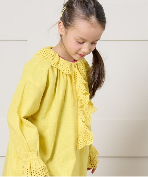 A BOND(アボンド)の「コットンリネンフリルワンピース(100~150cm)(ワンピース・キッズ・ライトグレー/イエロー・100/110/120/130/140/150)」の13枚目の写真