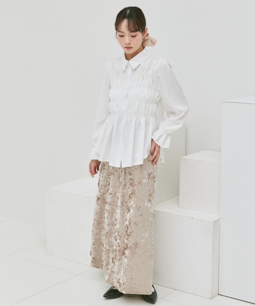 paravion（パラビオン）の「ギャザーシャーリングブラウス（シャツ/ブラウス・レディース・ブラック/アイボリー/ブルー・FREE）」の13枚目の写真