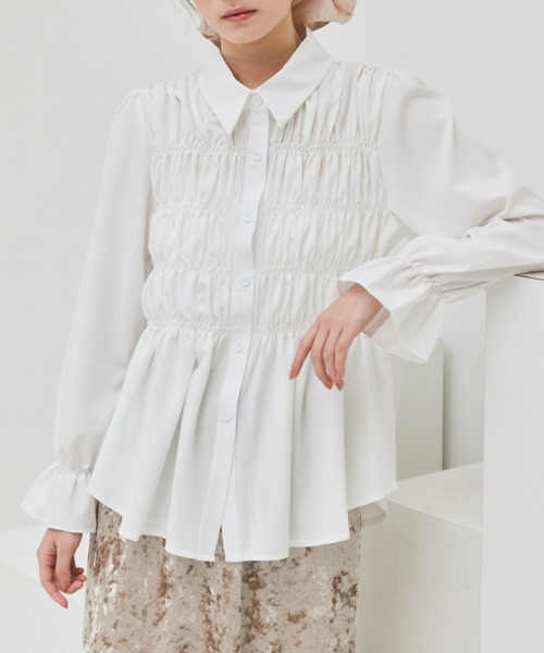 paravion（パラビオン）の「ギャザーシャーリングブラウス（シャツ/ブラウス・レディース・ブラック/アイボリー/ブルー・FREE）」の16枚目の写真