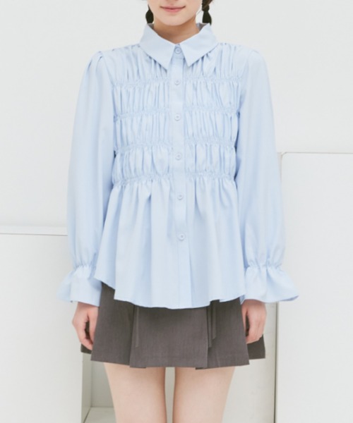 paravion（パラビオン）の「ギャザーシャーリングブラウス（シャツ/ブラウス・レディース・ブラック/アイボリー/ブルー・FREE）」の19枚目の写真