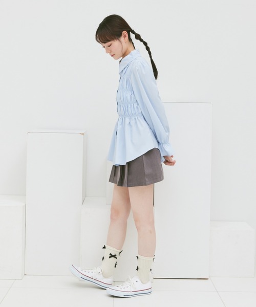 paravion（パラビオン）の「ギャザーシャーリングブラウス（シャツ/ブラウス・レディース・ブラック/アイボリー/ブルー・FREE）」の21枚目の写真