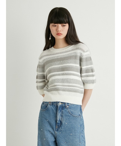 値下げ！新品！LILY BROWN★ランダムラメボーダーニットプルオーバー LILY BROWN（リリーブラウン）の「ランダムラメボーダーニットプル