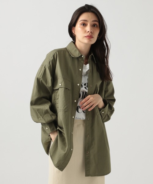 BAYFLOW（ベイフロー）の「【選べる着丈】コットンツイルBIGシャツ（シャツ/ブラウス・レディース・ベージュ/カーキ/アイボリー・SMALL/MEDIUM/X-SMALL）」の3枚目の写真