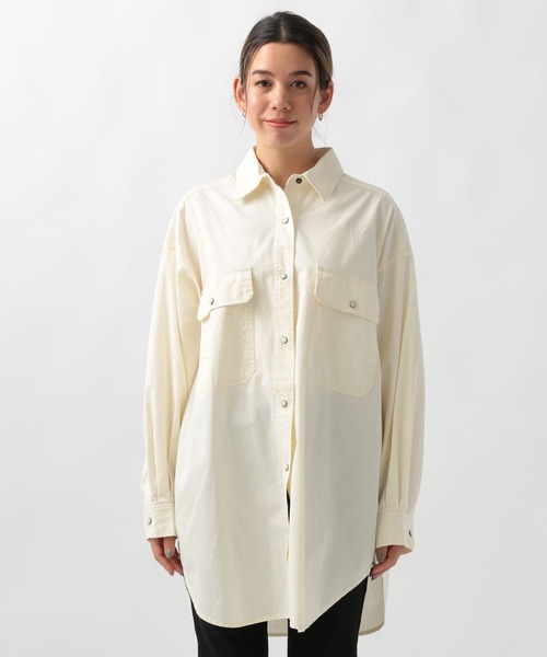 BAYFLOW（ベイフロー）の「【選べる着丈】コットンツイルBIGシャツ（シャツ/ブラウス・レディース・ベージュ/カーキ/アイボリー・SMALL/MEDIUM/X-SMALL）」の17枚目の写真