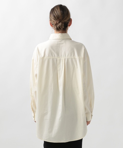 BAYFLOW（ベイフロー）の「【選べる着丈】コットンツイルBIGシャツ（シャツ/ブラウス・レディース・ベージュ/カーキ/アイボリー・SMALL/MEDIUM/X-SMALL）」の5枚目の写真