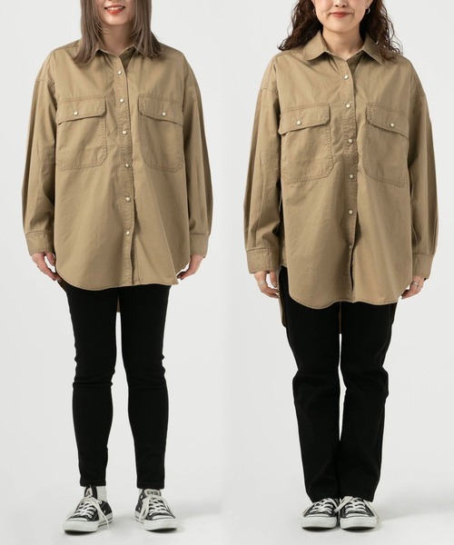 BAYFLOW（ベイフロー）の「【選べる着丈】コットンツイルBIGシャツ（シャツ/ブラウス・レディース・ベージュ/カーキ/アイボリー・SMALL/MEDIUM/X-SMALL）」の20枚目の写真