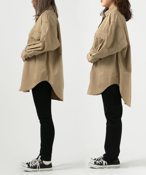 BAYFLOW（ベイフロー）の「【選べる着丈】コットンツイルBIGシャツ（シャツ/ブラウス・レディース・ベージュ/カーキ/アイボリー・SMALL/MEDIUM/X-SMALL）」の16枚目の写真