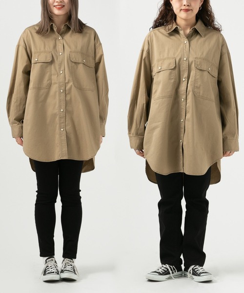 BAYFLOW（ベイフロー）の「【選べる着丈】コットンツイルBIGシャツ（シャツ/ブラウス・レディース・ベージュ/カーキ/アイボリー・SMALL/MEDIUM/X-SMALL）」の10枚目の写真