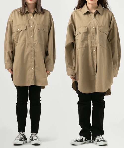 BAYFLOW（ベイフロー）の「【選べる着丈】コットンツイルBIGシャツ（シャツ/ブラウス・レディース・ベージュ/カーキ/アイボリー・SMALL/MEDIUM/X-SMALL）」の4枚目の写真