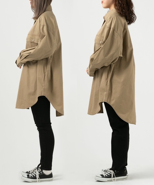 BAYFLOW（ベイフロー）の「【選べる着丈】コットンツイルBIGシャツ（シャツ/ブラウス・レディース・ベージュ/カーキ/アイボリー・SMALL/MEDIUM/X-SMALL）」の13枚目の写真