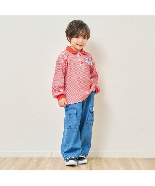 apres les cours（アプレレクール）の「先染めワッフルポロシャツ（ポロシャツ・キッズ・レッド/アイボリー・120/80/100/110/130/90）」の3枚目の写真