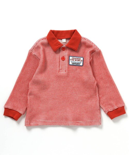apres les cours（アプレレクール）の「先染めワッフルポロシャツ（ポロシャツ・キッズ・レッド/アイボリー・120/80/100/110/130/90）」の5枚目の写真