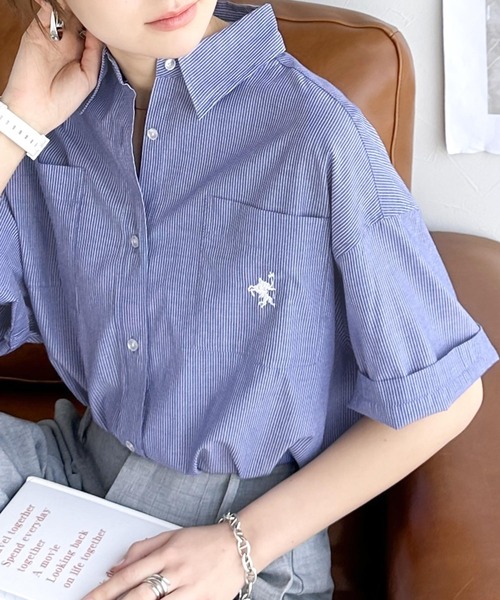 セール】ラフに羽織るだけでサマになる。ダブルポケット胸刺繍シャツ