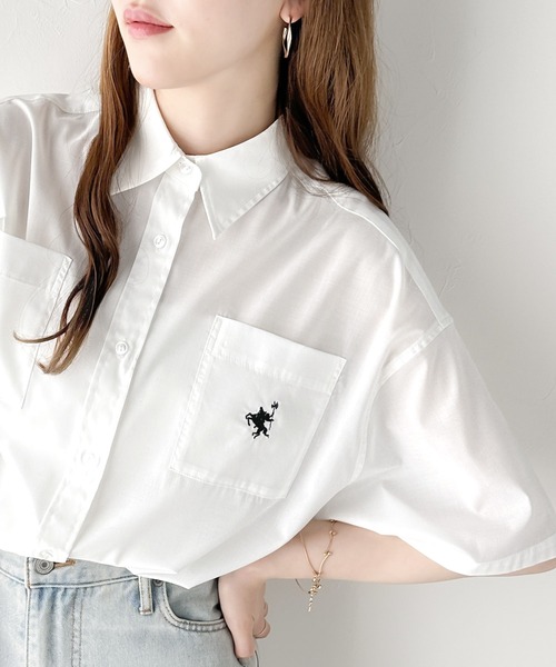 セール】ラフに羽織るだけでサマになる。ダブルポケット胸刺繍シャツ