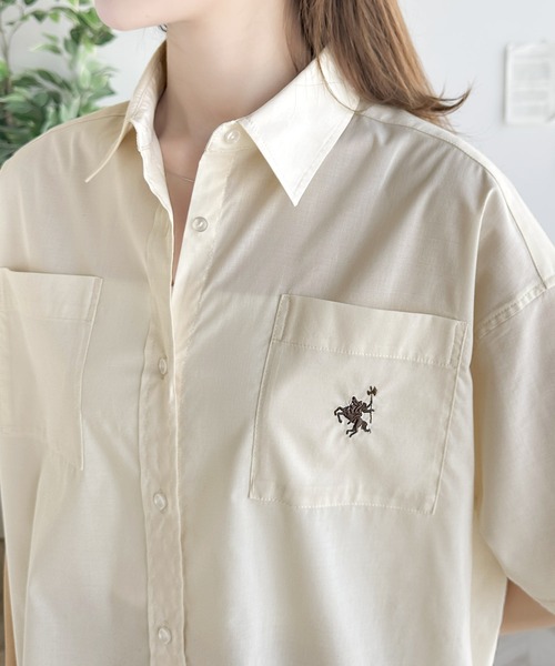 セール】ラフに羽織るだけでサマになる。ダブルポケット胸刺繍シャツ