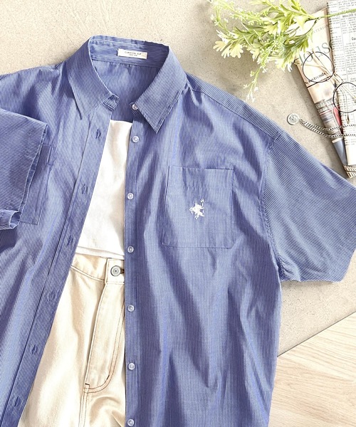 セール】ラフに羽織るだけでサマになる。ダブルポケット胸刺繍シャツ