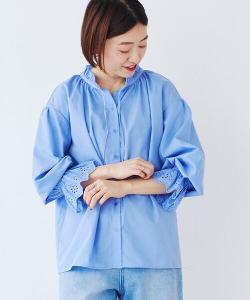 le.coeur blanc(ルクールブラン)の「カットワークフリルブラウス(シャツ/ブラウス・レディース・オフホワイト/ライトブルー/ブラック・38)」の7枚目の写真