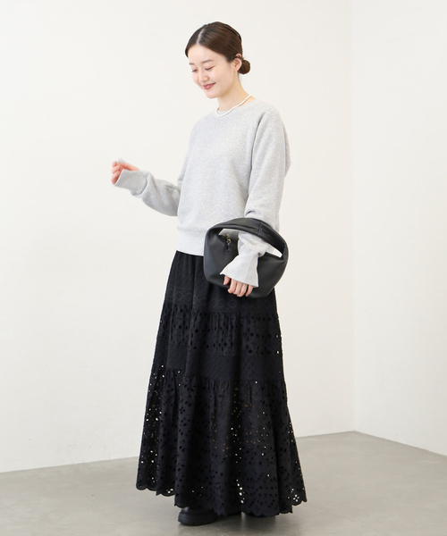 IENA(イエナ)の「《WEB限定/追加3》コットンレースティアードスカート(スカート・レディース・ホワイト/ブラック・36/38)」の8枚目の写真