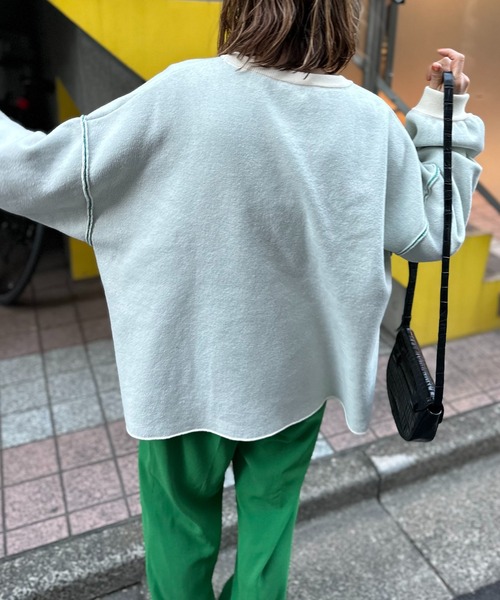 mi via loca（ミヴィアロカ）の「【2WAY】スウェットライク オーバーサイズ カモミールロゴ ジャガードニット（ニット/セーター・レディース・ブルーグリーン/ベージュ/アイボリー・FREE）」の21枚目の写真