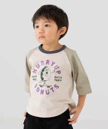 綿100％ プリント ラグラン半袖Tシャツ