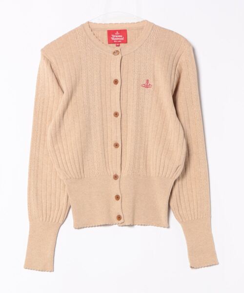 Vivienne Westwood(ヴィヴィアンウエストウッド)の「オーガニックコットンアイレットニットクルーネックカーディガン(カーディガン/ボレロ・レディース・ベージュ/ブラック・FREE)」の2枚目の写真
