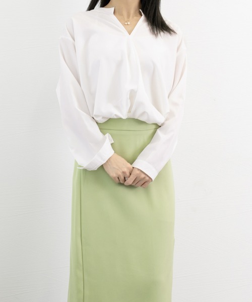 Miniministore（ミニミニストア）の「シャツブラウス レディース 大きいサイズ（シャツ/ブラウス・レディース・ホワイト/ネイビー/グリーン・M/XL/L/3XL/2XL）」の5枚目の写真