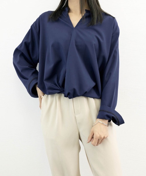 Miniministore（ミニミニストア）の「シャツブラウス レディース 大きいサイズ（シャツ/ブラウス・レディース・ホワイト/ネイビー/グリーン・M/XL/L/3XL/2XL）」の7枚目の写真
