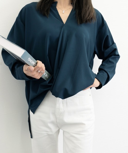 Miniministore（ミニミニストア）の「シャツブラウス レディース 大きいサイズ（シャツ/ブラウス・レディース・ホワイト/ネイビー/グリーン・M/XL/L/3XL/2XL）」の13枚目の写真