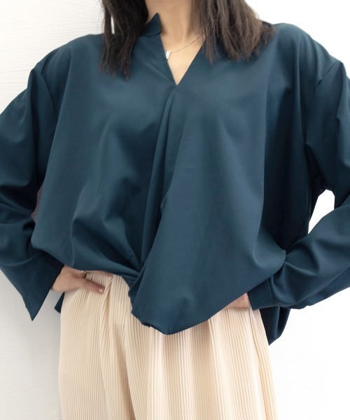 Miniministore（ミニミニストア）の「シャツブラウス レディース 大きいサイズ（シャツ/ブラウス・レディース・ホワイト/ネイビー/グリーン・M/XL/L/3XL/2XL）」の18枚目の写真