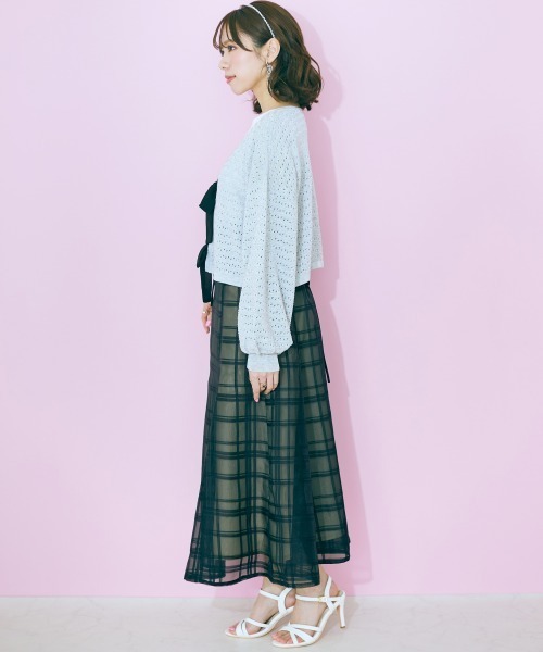 marun（マルン）の「＜大きいサイズ＞ フロントリボンカーディガン marun（カーディガン/ボレロ・レディース・グレー/アイボリー・5L/4L/3L/LL/L）」の8枚目の写真