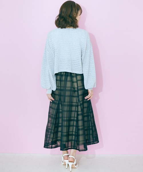 marun（マルン）の「＜大きいサイズ＞ フロントリボンカーディガン marun（カーディガン/ボレロ・レディース・グレー/アイボリー・5L/4L/3L/LL/L）」の9枚目の写真